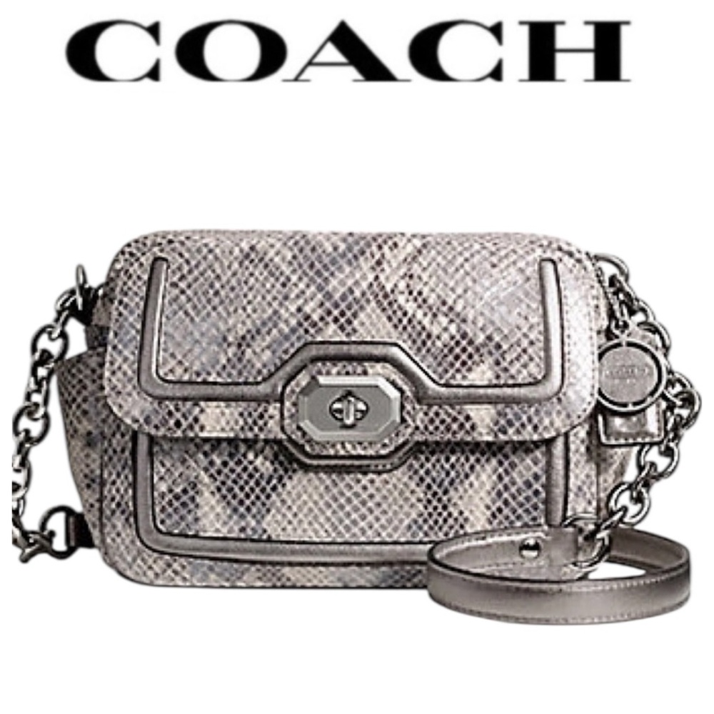 Coach Campbell Exotic Python Snakeskin Print Leat… - image 1